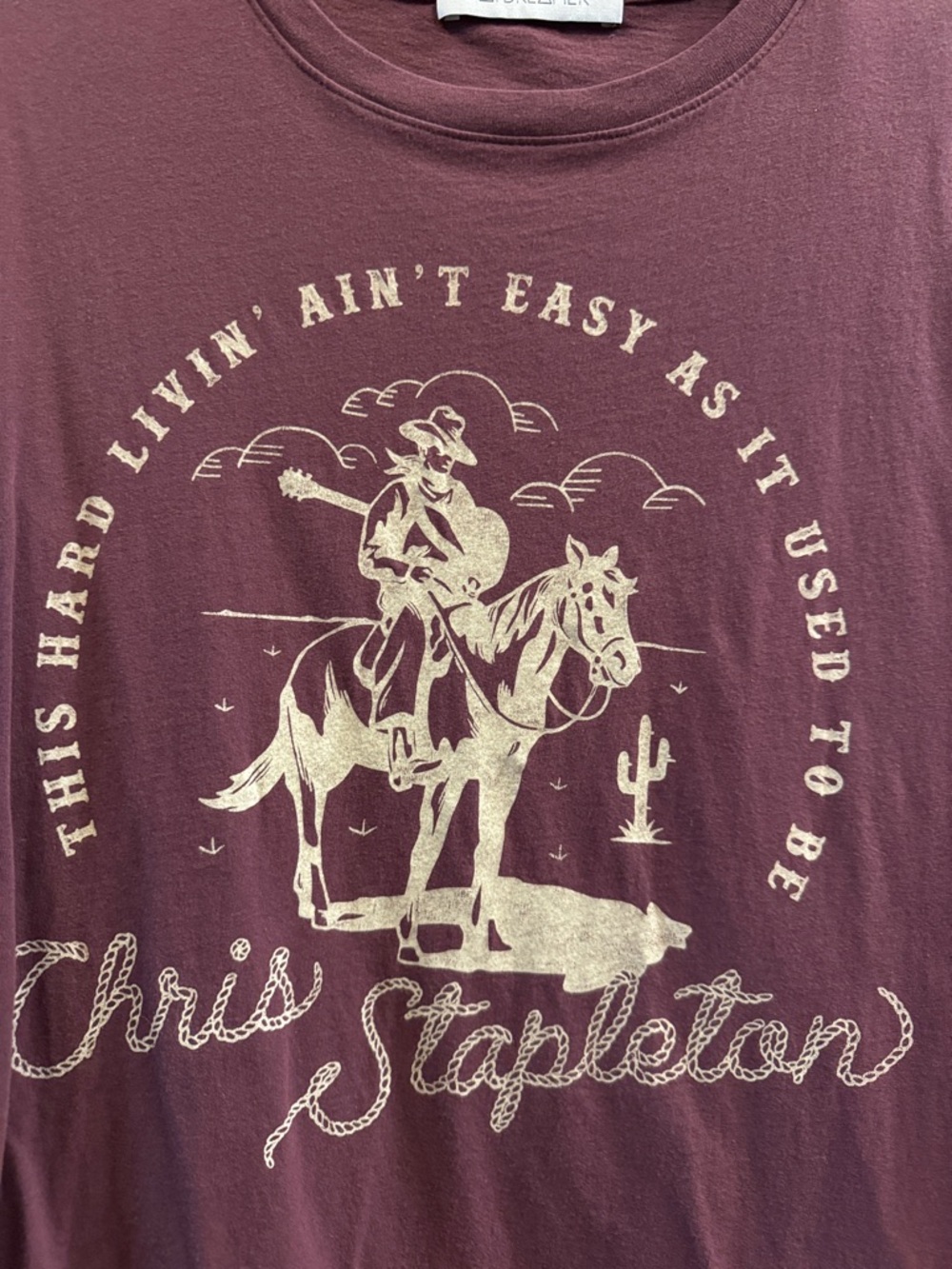 Daydreamer Plum Graphic Tee with Cream Print - Picture 2 of 5